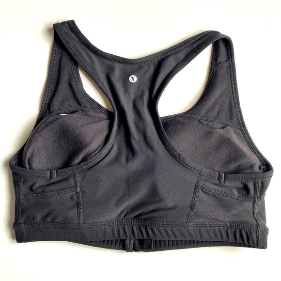 NEW XERSION Sports Bra Front Zip High Support Black Medium Women’s NWOT - Picture 2 of 16